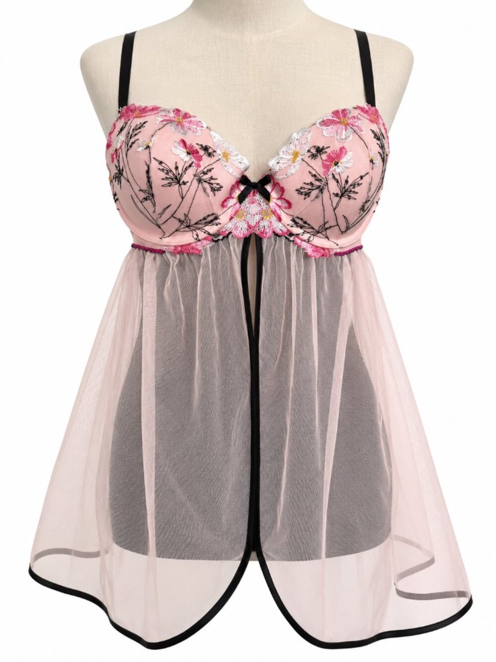 Victoria’s Secret Pink Floral Peekaboo Bustier Slip Tank Top Babydoll 36C